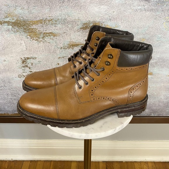 Johnston & Murphy Other - Johnston & Murphy Boots Mens Size 9 Brown Leather Cap Toe Combat Ankle Casual